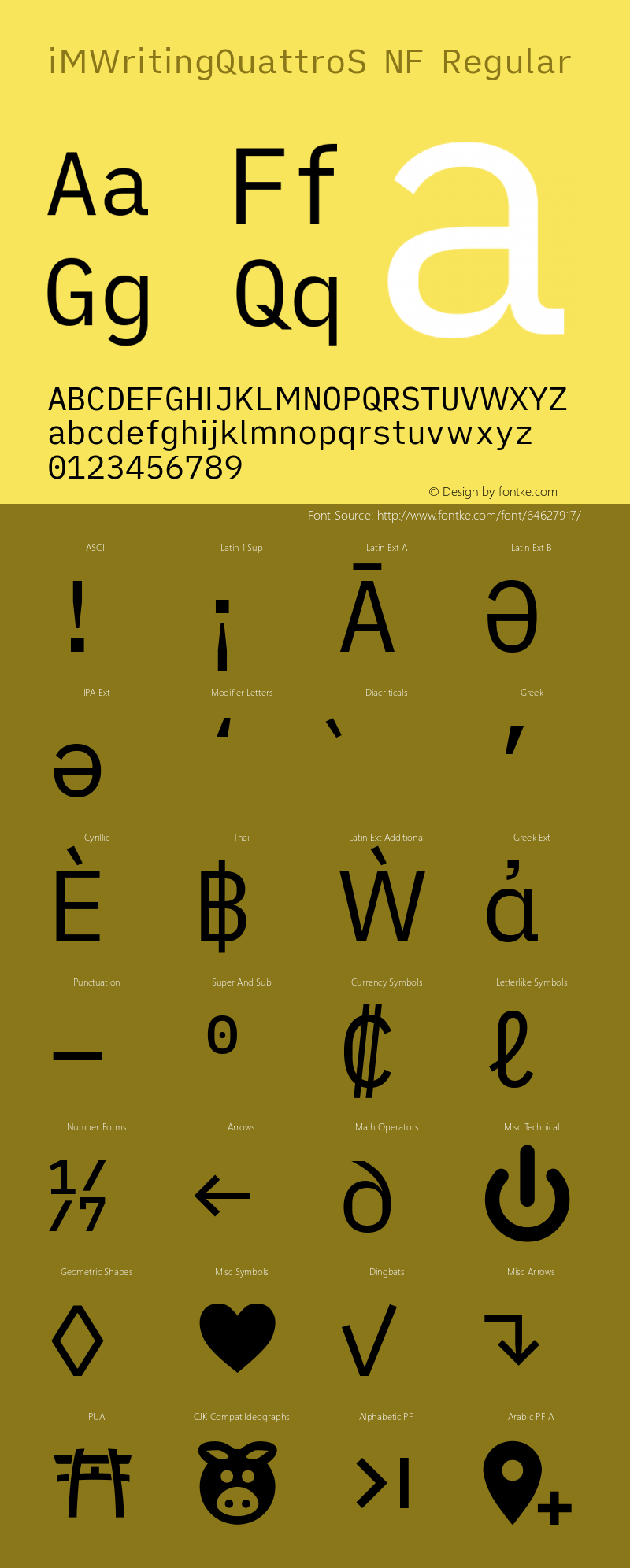 iM Writing Quattro S Regular Nerd Font Complete Windows Compatible Version 2.000图片样张