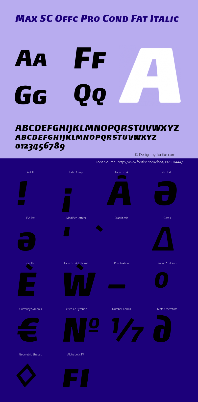Max SC Offc Pro Cond Fat Italic Version 7.504; 2014; Build 1021图片样张