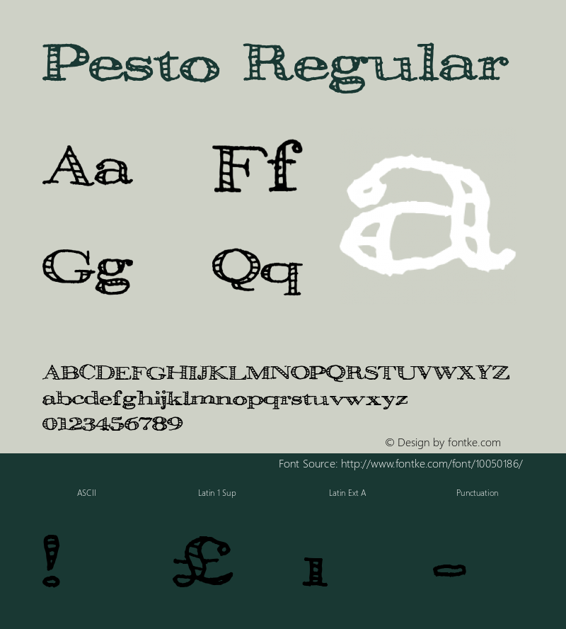 Pesto Regular Macromedia Fontographer 4.1.5 9/6/97图片样张