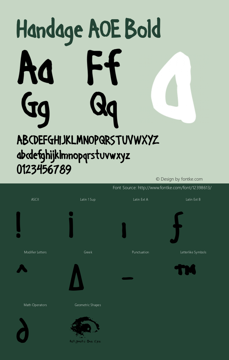 Handage AOE Bold Macromedia Fontographer 4.1.2 7/11/99图片样张