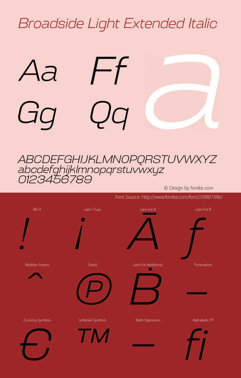 Broadside Light Extended Italic Version 6.000;PS 006.000;hotconv 1.0.88;makeotf.lib2.5.64775图片样张