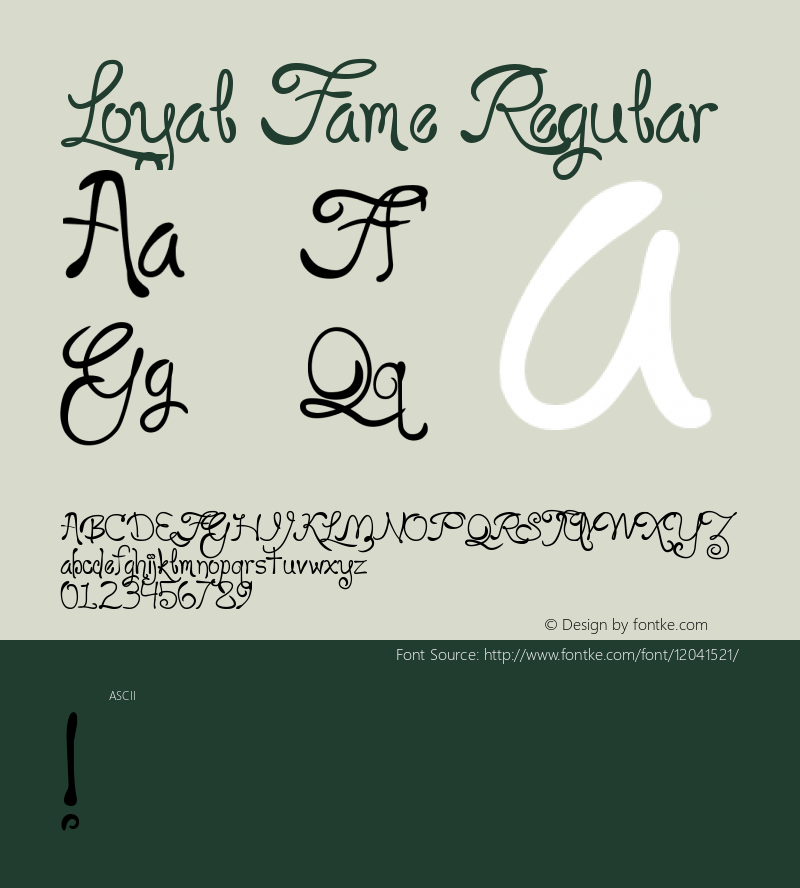 Loyal Fame Regular Version 1.00 June 16, 2009, initial release图片样张