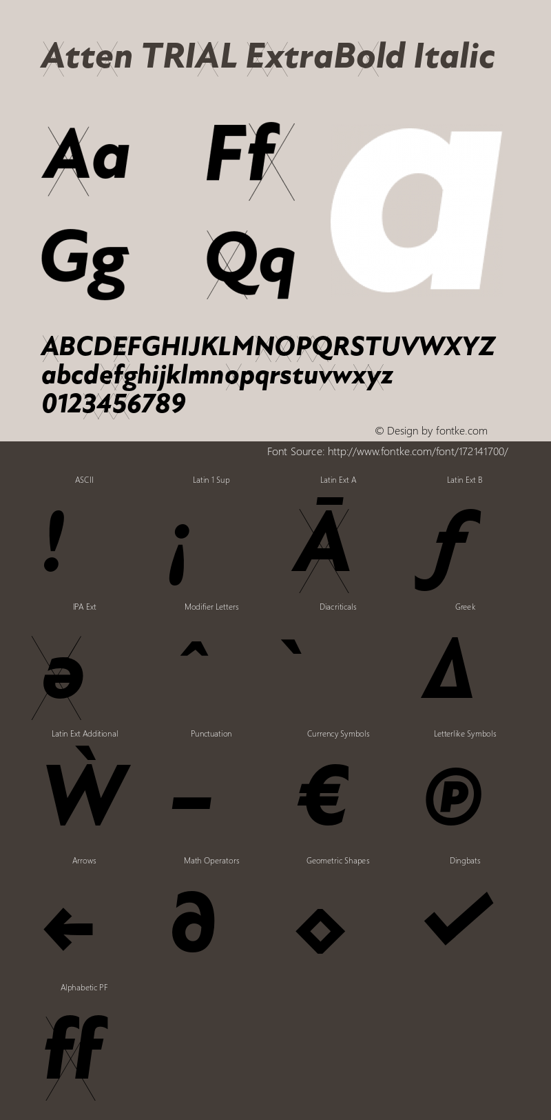 Atten TRIAL ExtraBold Italic Version 1.100;hotconv 1.0.109;makeotfexe 2.5.65596图片样张