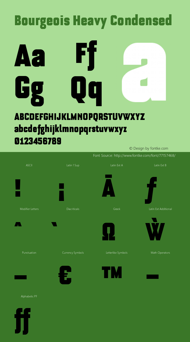 Bourgeois Heavy Condensed Version 1.105;PS 001.105;hotconv 1.0.88;makeotf.lib2.5.64775图片样张