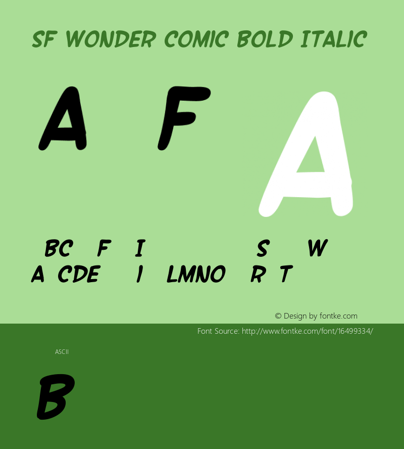 SF Wonder Comic Bold Italic ver 1.0; 2000. Freeware.图片样张