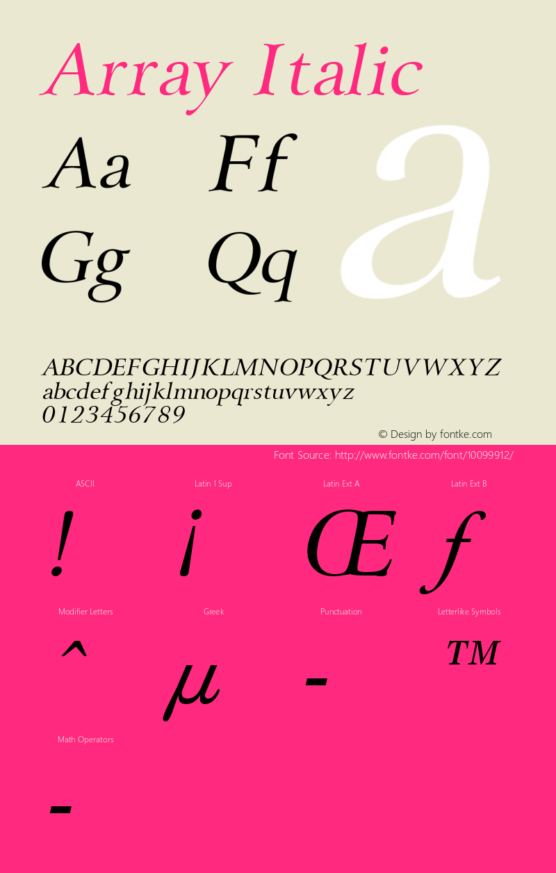 Array Italic Altsys Fontographer 4.1 1/31/95图片样张