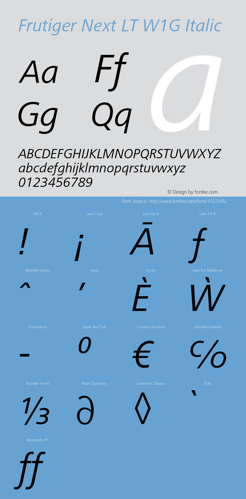 Frutiger Next LT W1G Italic Version 1.00图片样张