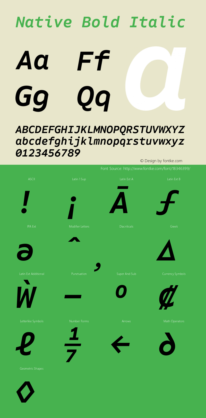 Native Bold Italic Version 1.000;PS 001.000;hotconv 1.0.88;makeotf.lib2.5.64775图片样张