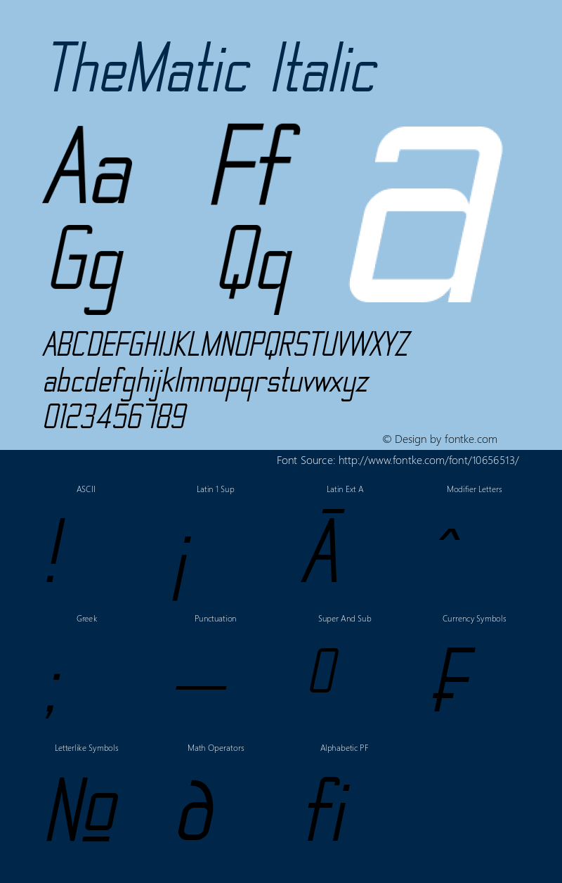 TheMatic Italic Version 1.00 February 25, 2015, initial release图片样张