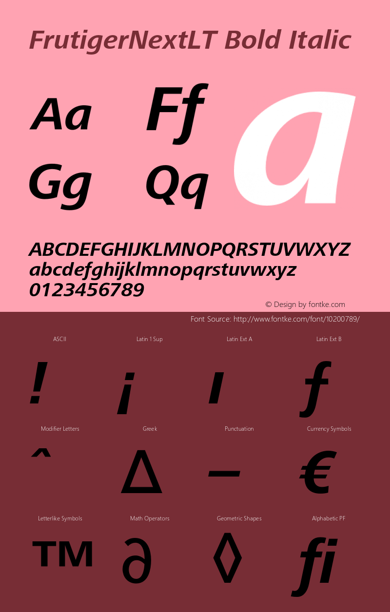 FrutigerNextLT Bold Italic 001.000图片样张