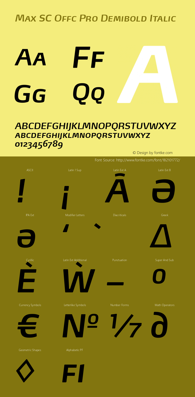 Max SC Offc Pro Demibold Italic Version 7.504; 2011; Build 1023图片样张