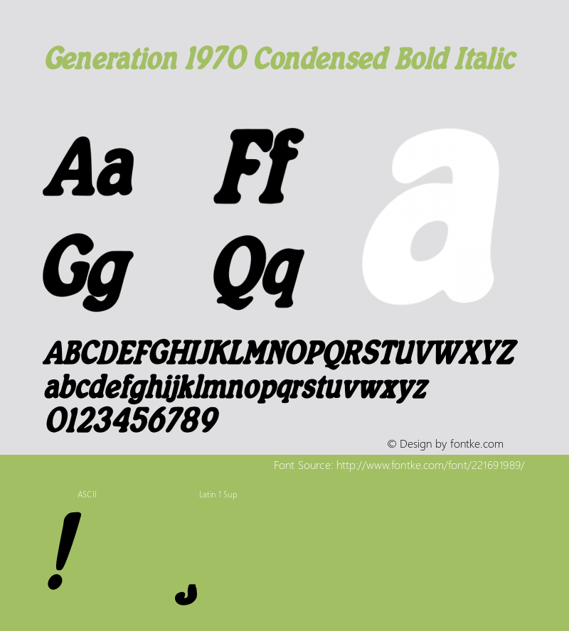 Generation 1970 Condensed Bold Italic Version 1.00;April 29, 2022;FontCreator 13.0.0.2630 64-bit图片样张