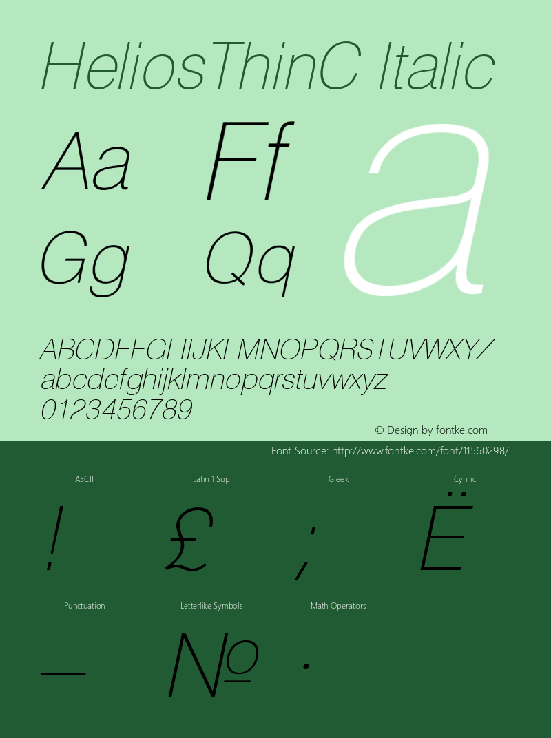 HeliosThinC Italic Version 003.001图片样张