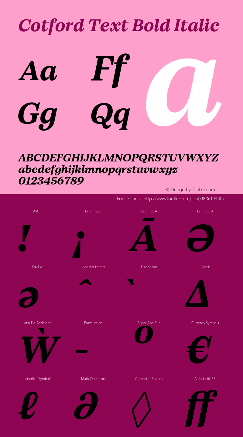 Cotford Text Bold Italic Version 1.00图片样张