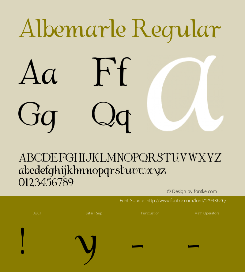 Albemarle Regular Fontographer 4.7 3/22/06 FG4M­0000001083图片样张