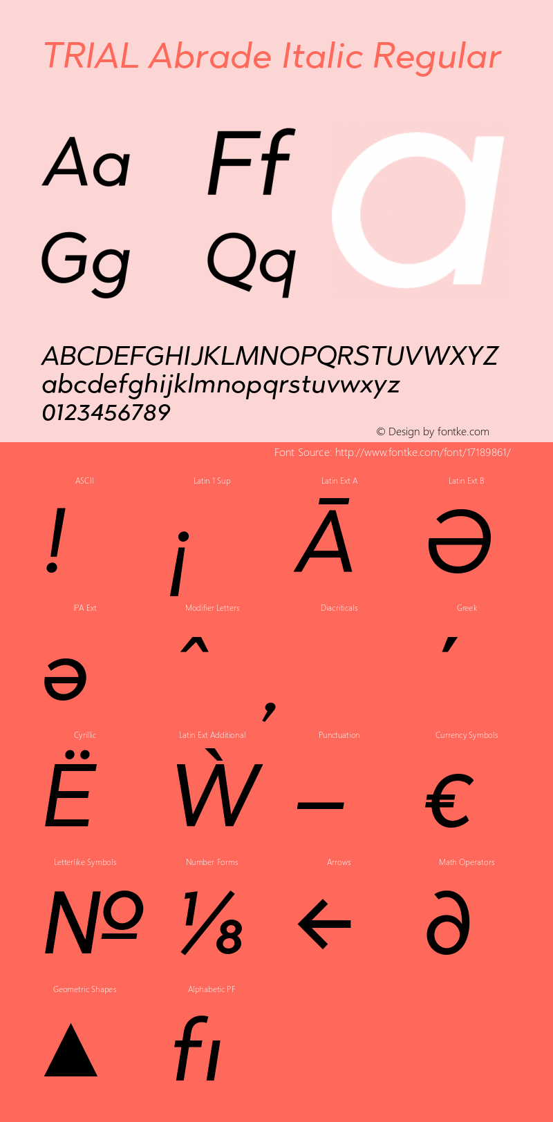 TRIAL Abrade Italic Regular Version 1.000;PS 001.000;hotconv 1.0.70;makeotf.lib2.5.58329图片样张