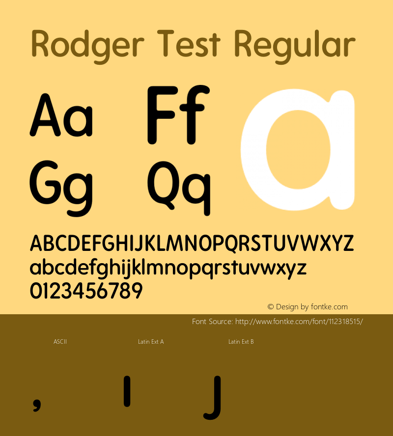 Rodger Test Regular Version 1.001;PS 001.001;hotconv 1.0.88;makeotf.lib2.5.64775图片样张