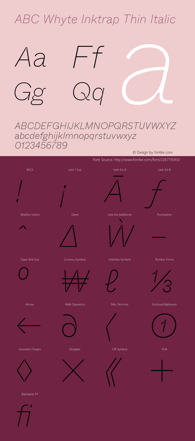 ABC Whyte Inktrap Thin Italic Version 1.200图片样张