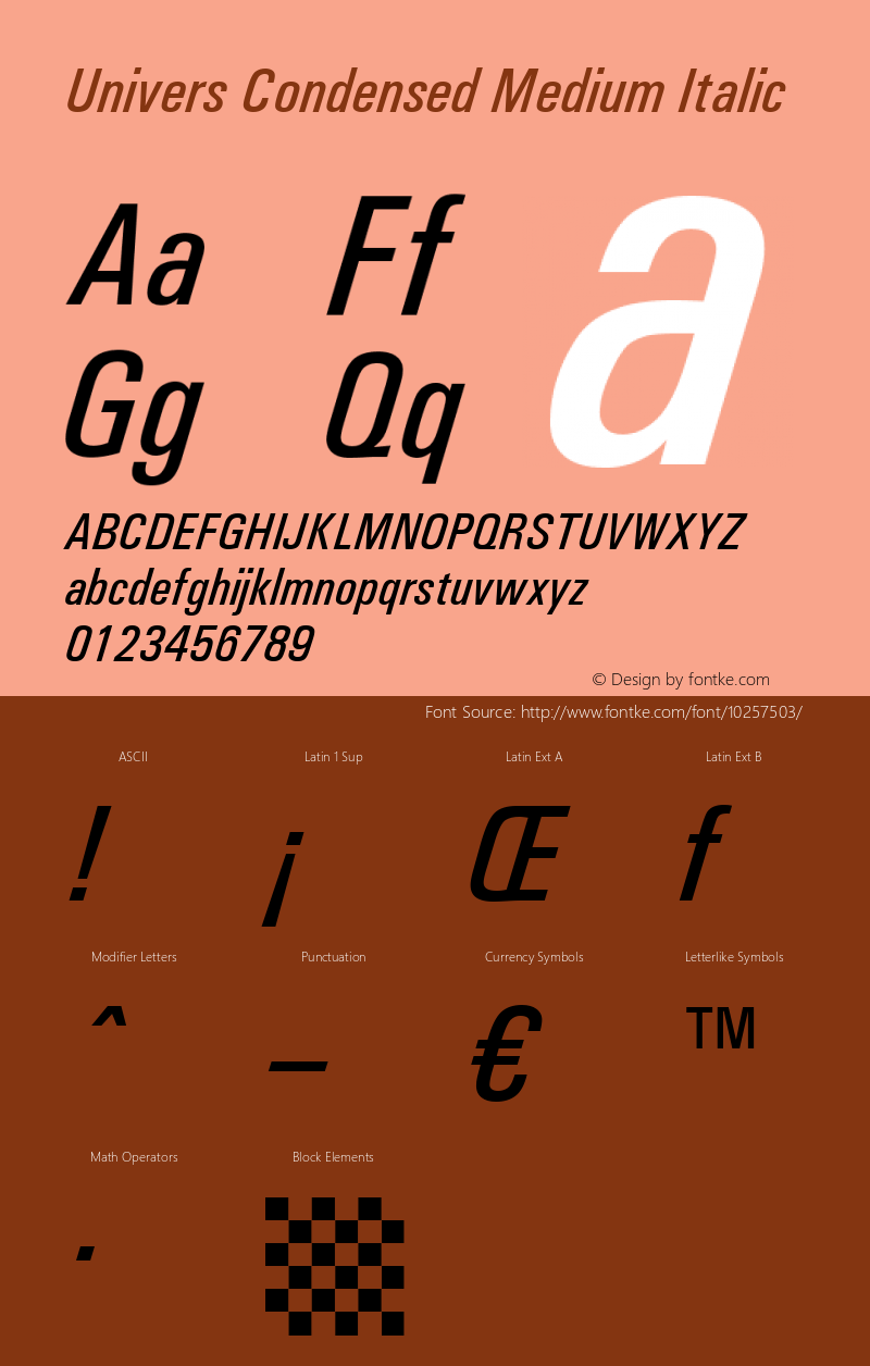 Univers Condensed Medium Italic 19: 94039: 1998图片样张