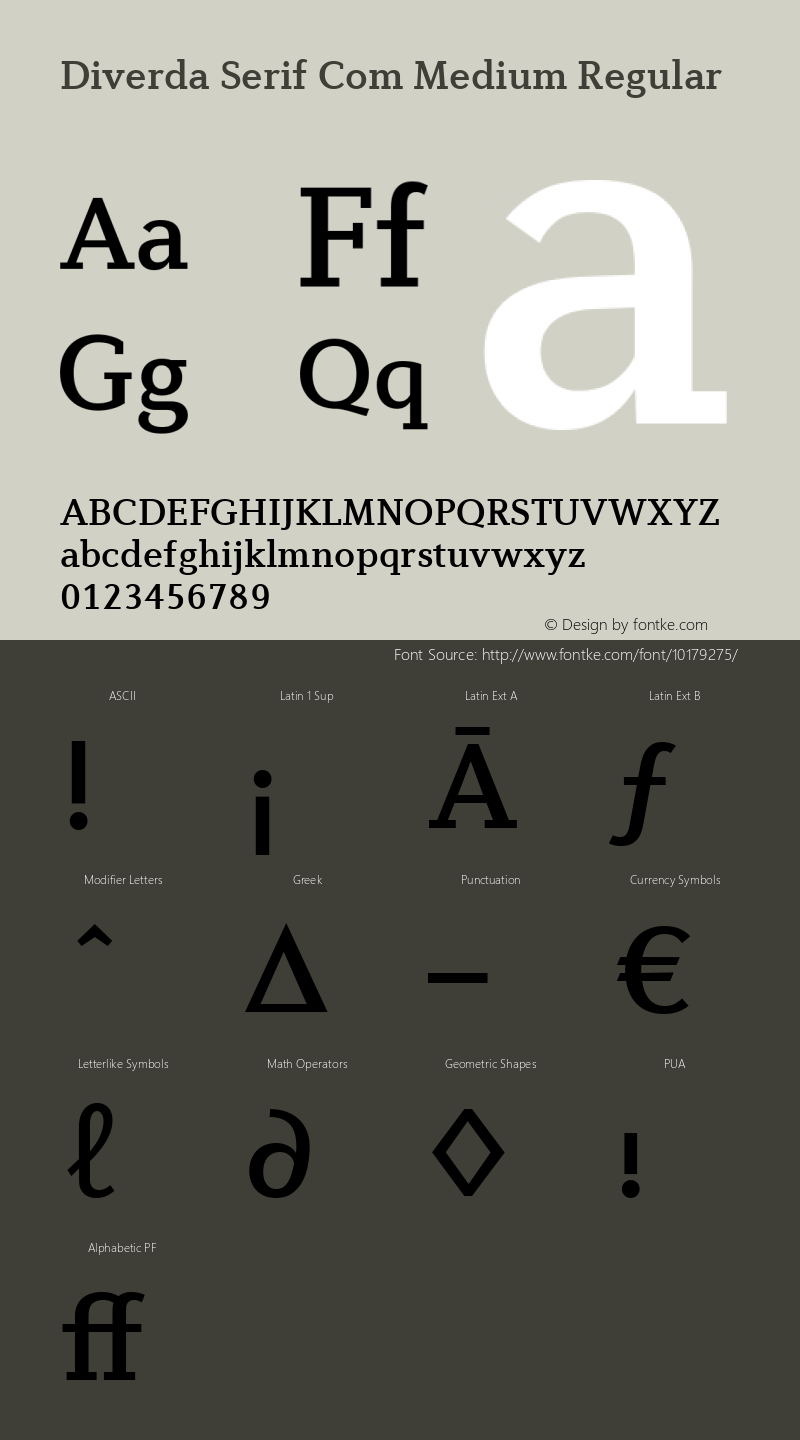 Diverda Serif Com Medium Regular Version 1.10; 2006图片样张