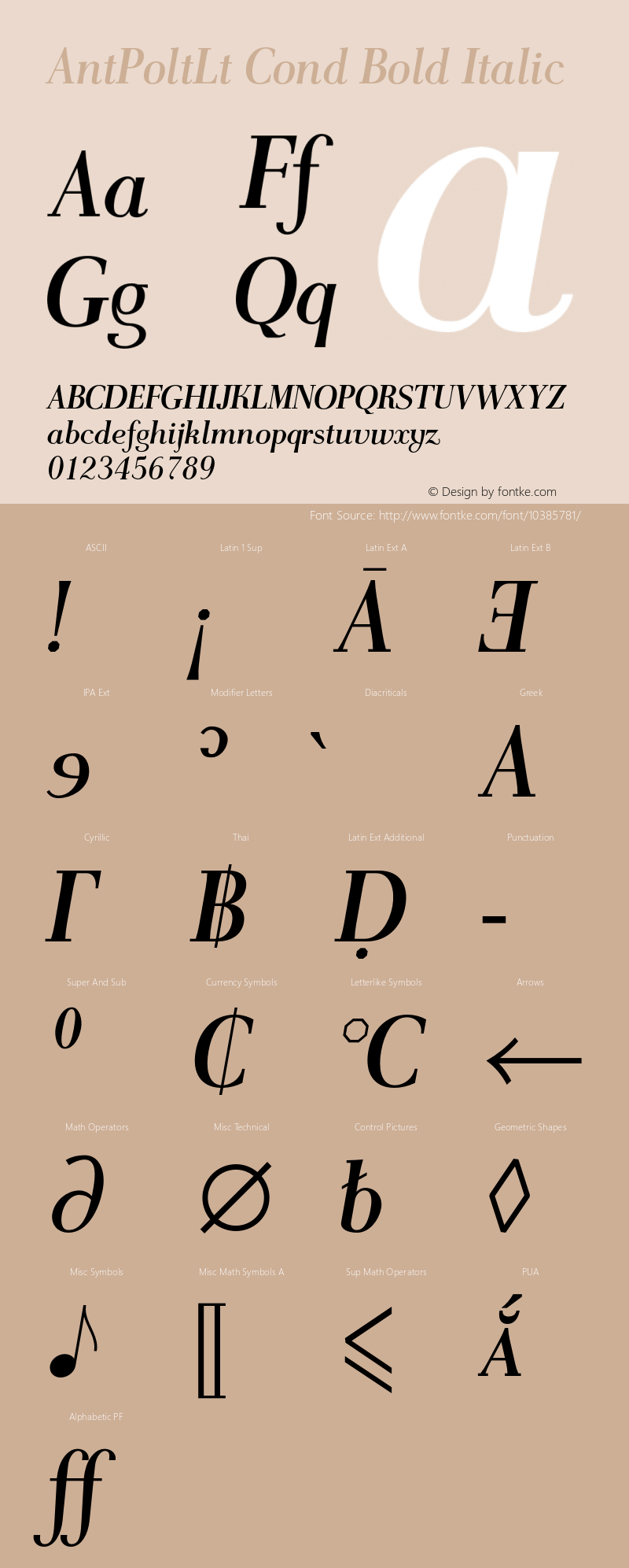 AntPoltLt Cond Bold Italic Version 1.101;PS 1.101;hotconv 1.0.49;makeotf.lib2.0.14853图片样张