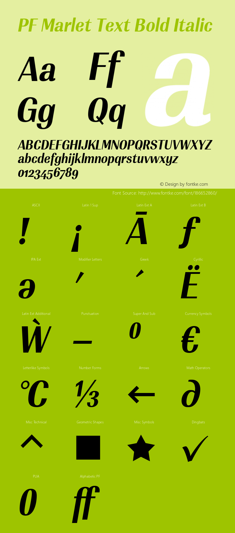 PF Marlet Text Bold Italic Version 1.000图片样张