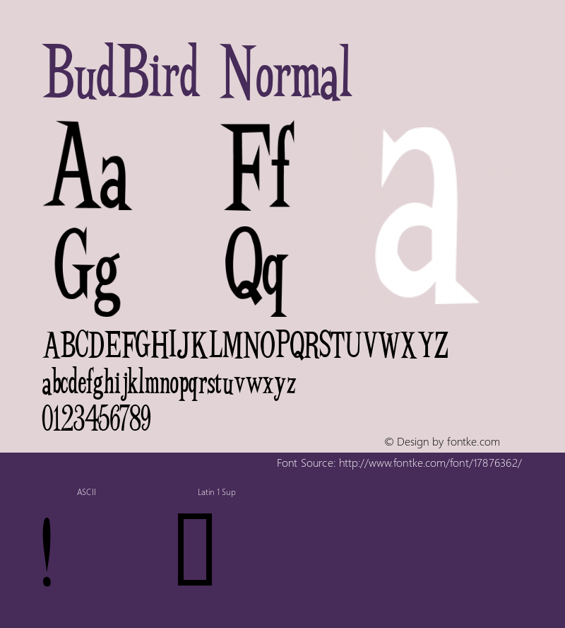 BudBird Normal Macromedia Fontographer 4.1 11/1/97图片样张