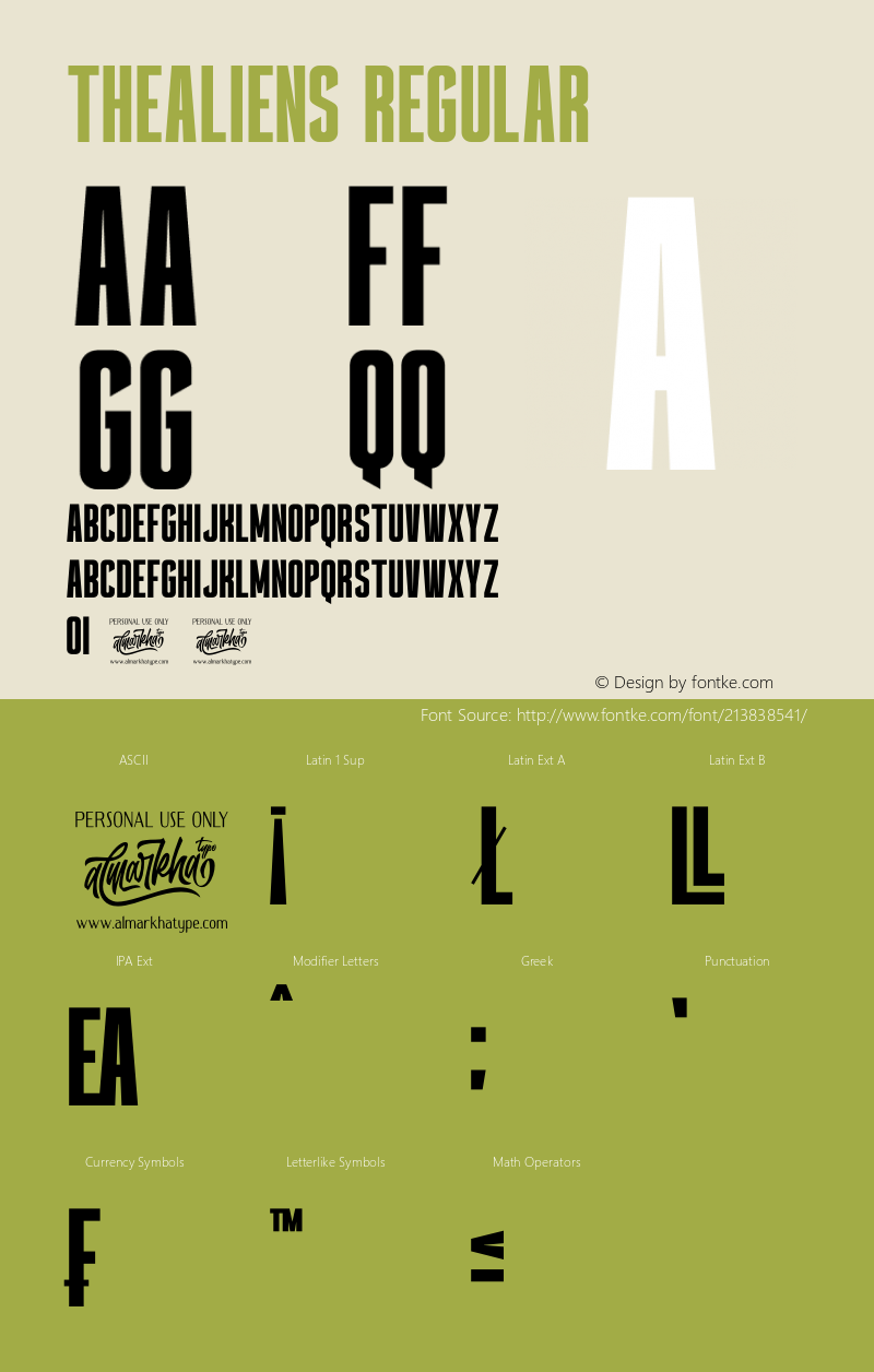 thealiens Version 1.00;April 9, 2021;FontCreator 13.0.0.2683 64-bit图片样张