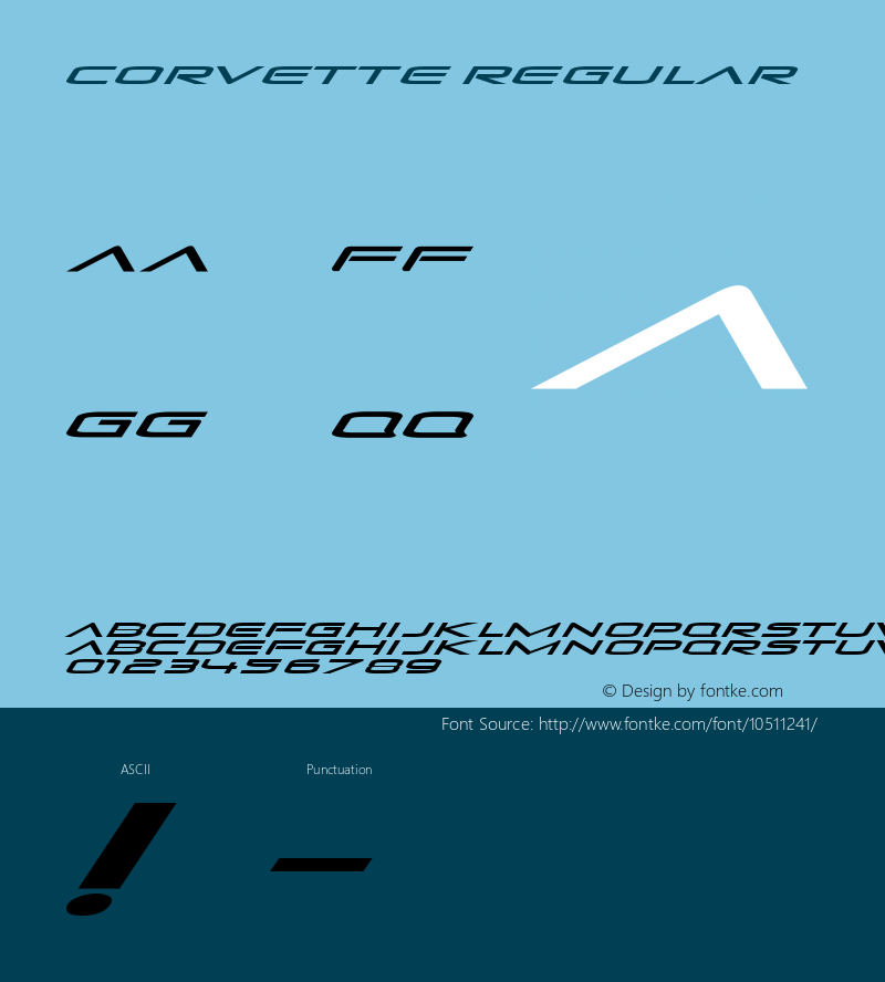 Corvette Regular Macromedia Fontographer 4.1.5 8/27/02图片样张