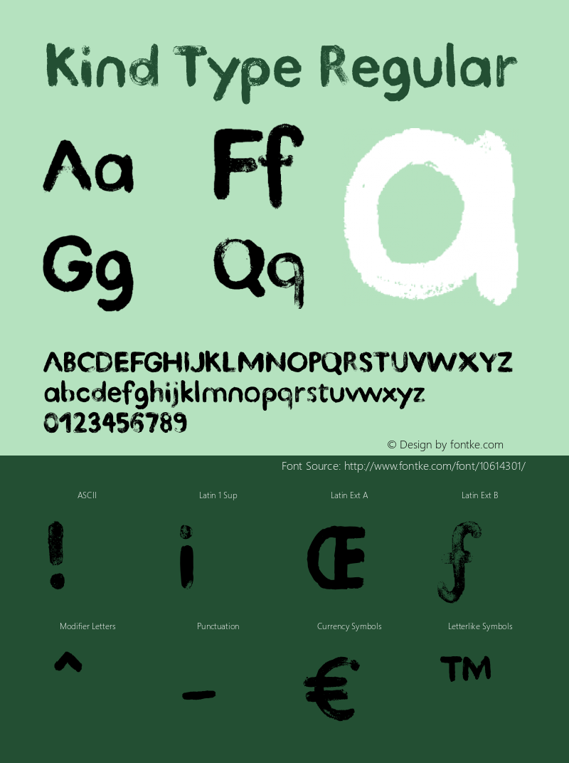 Kind Type Regular Version 1.000;com.myfonts.letters-numbers.kind-type.regular.wfkit2.3T2h图片样张