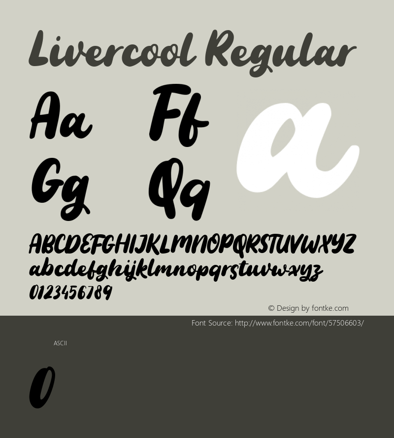 Livercool Version 1.00;February 8, 2020;FontCreator 11.5.0.2430 64-bit图片样张