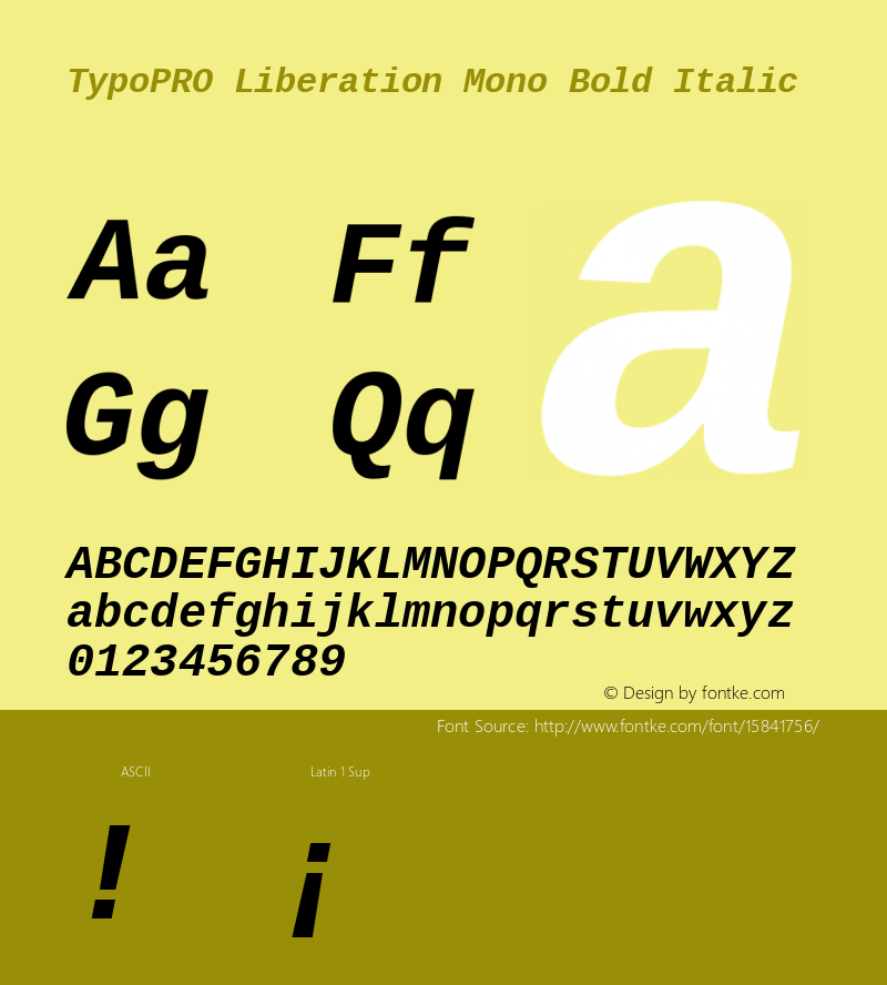 TypoPRO Liberation Mono Bold Italic Version 2.00.1图片样张