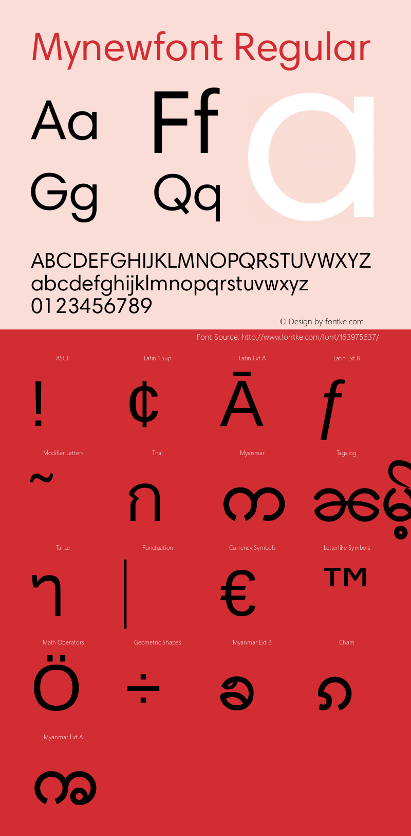 Mynewfont Version 2.002;October 27, 2018;FontCreator 11.5.0.2427 64-bit图片样张