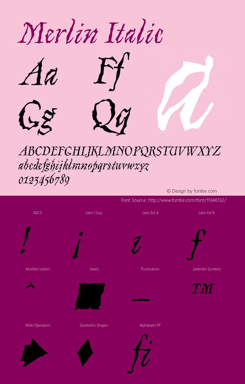 Merlin Italic Version 001.000图片样张