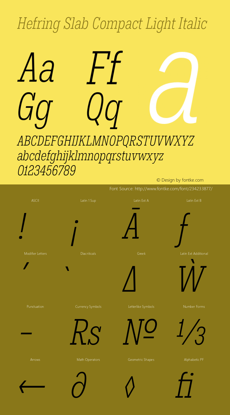 Hefring Slab Compact Light Italic Version 001.000 October 2018图片样张