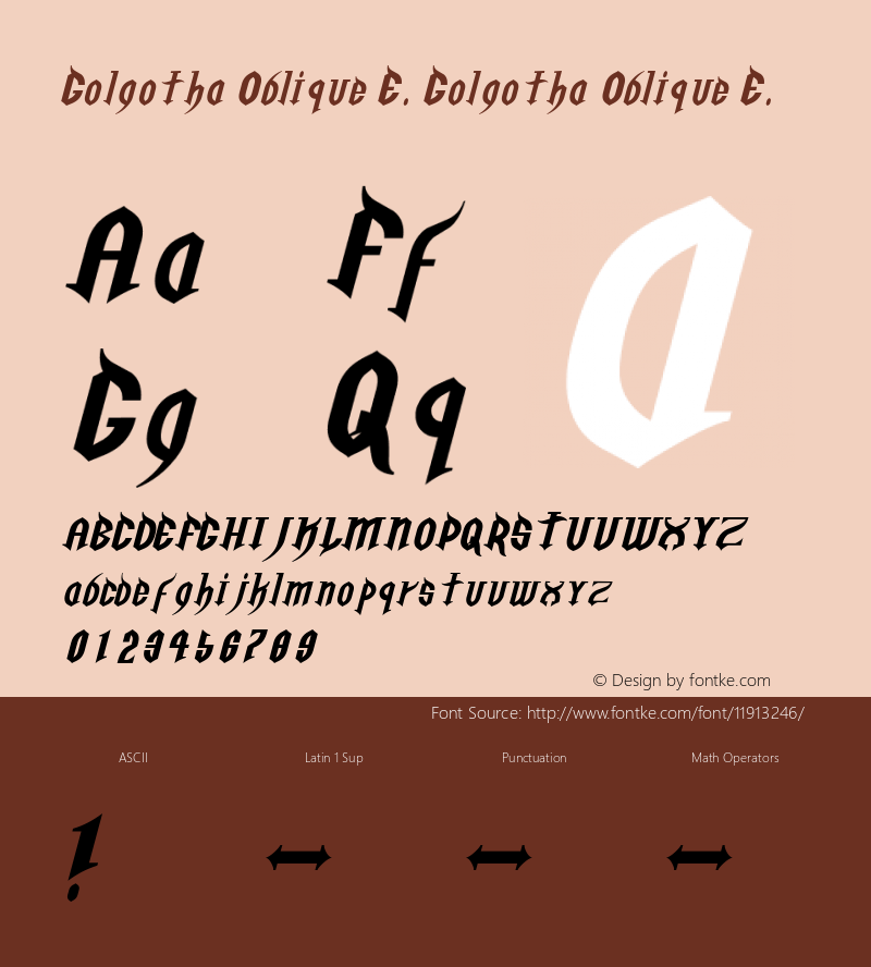 Golgotha Oblique E. Golgotha Oblique E. Macromedia Fontographer 4.1J 00.6.1图片样张