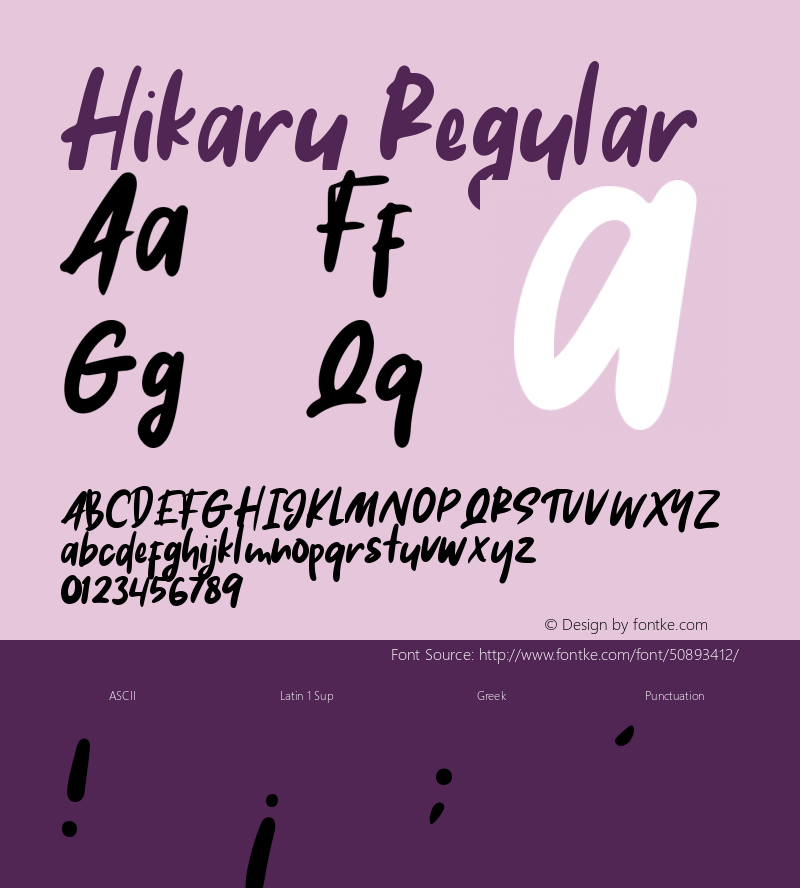 Hikaru Version 1.00;May 29, 2019;FontCreator 11.5.0.2430 64-bit图片样张