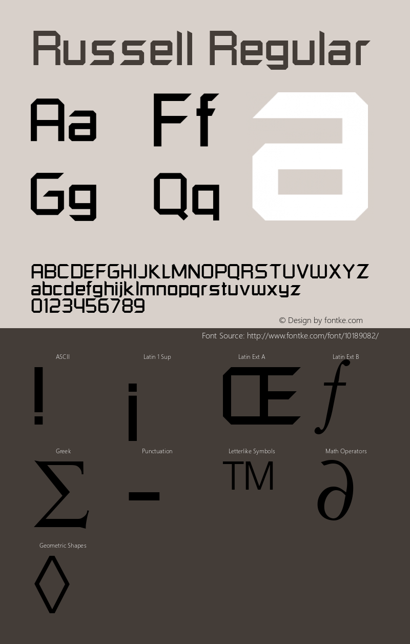 Russell Regular Altsys Fontographer 3.5  11/18/92图片样张