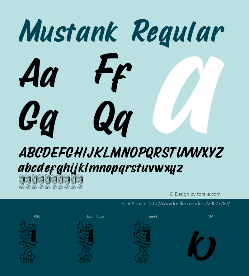 Mustank Version 1.00;March 13, 2019;FontCreator 11.5.0.2430 64-bit图片样张