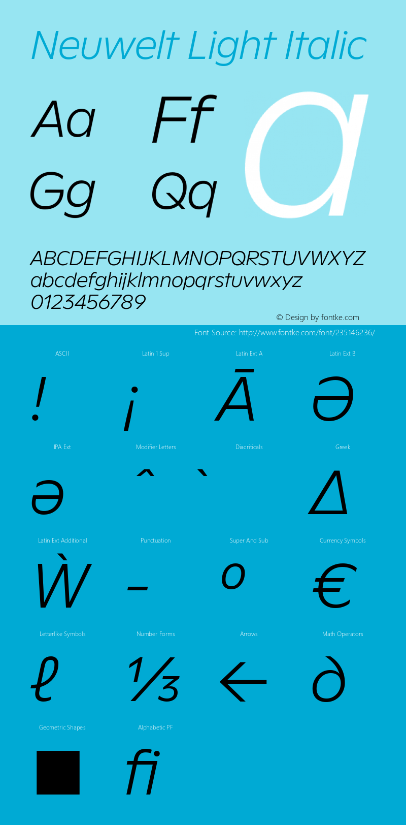 Neuwelt Light Italic Version 1.00, build 19, g2.6.2 b1235, s3图片样张