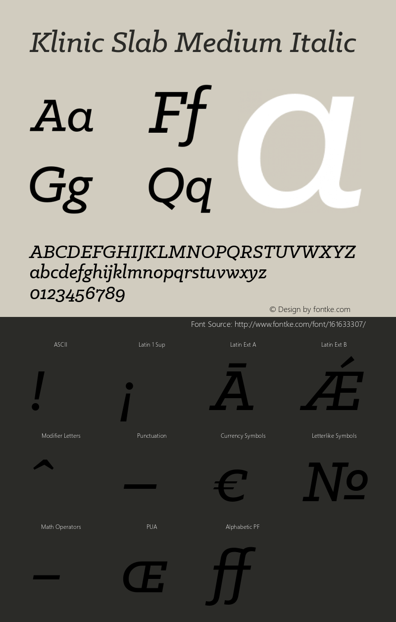 KlinicSlab-MediumItalic Version1.001图片样张