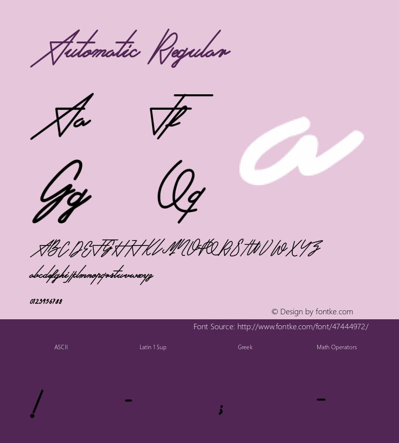 Automatic Version 1.00;July 1, 2018;FontCreator 11.5.0.2422 64-bit图片样张