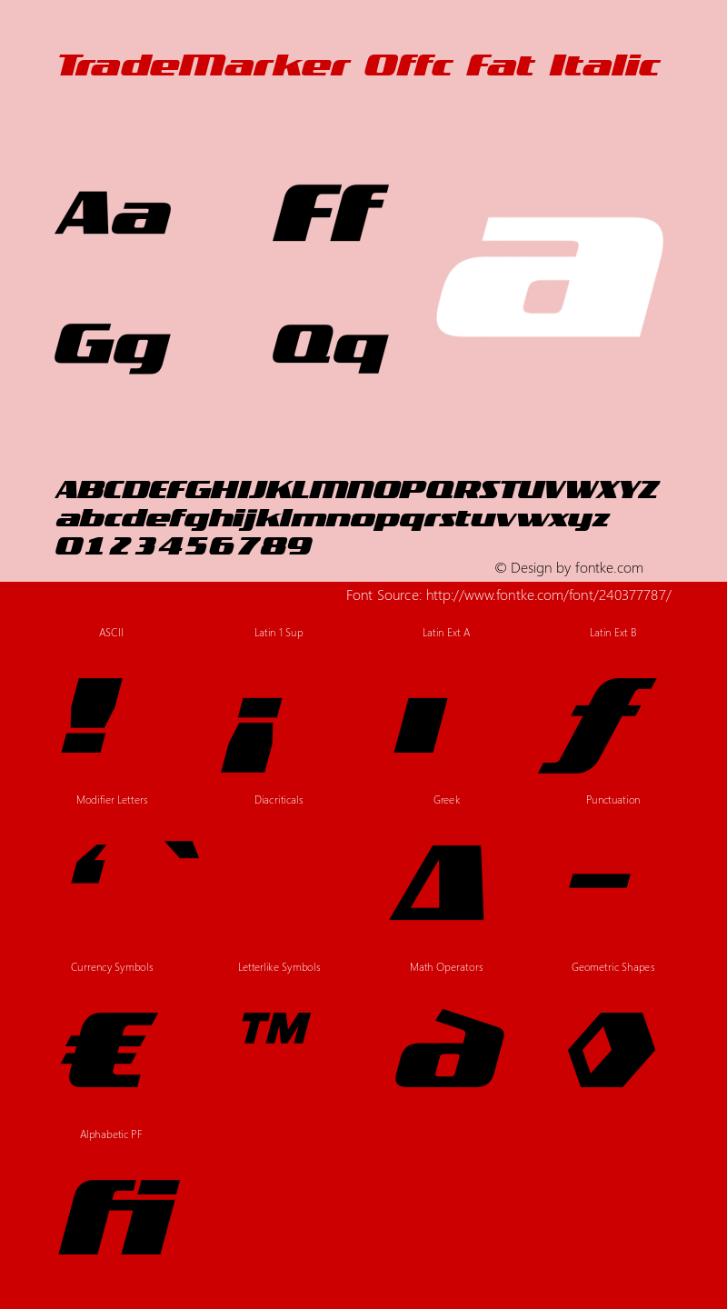 TradeMarker Offc Fat Italic Version 7.504; 2010; Build 1020图片样张