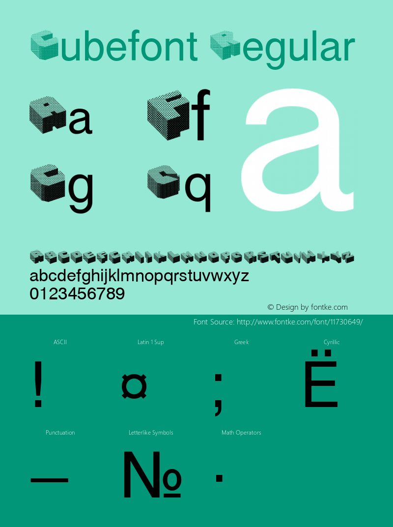 Cubefont Regular Version 001.001图片样张