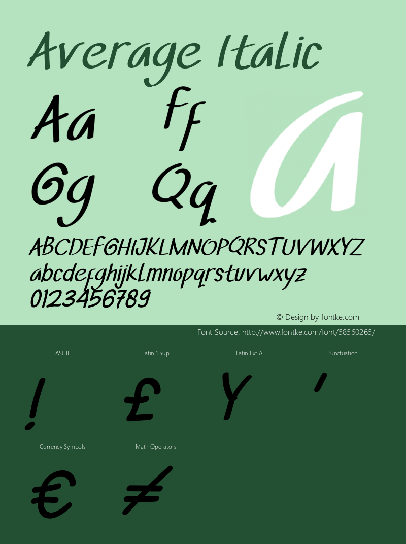 Average Italic Version 1.001;Fontself Maker 3.5.1图片样张
