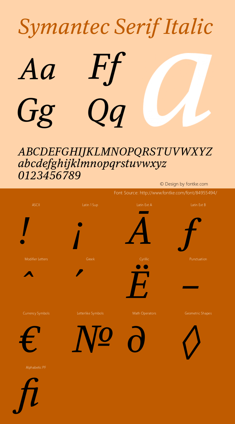 Symantec Serif Italic Version 1.00图片样张
