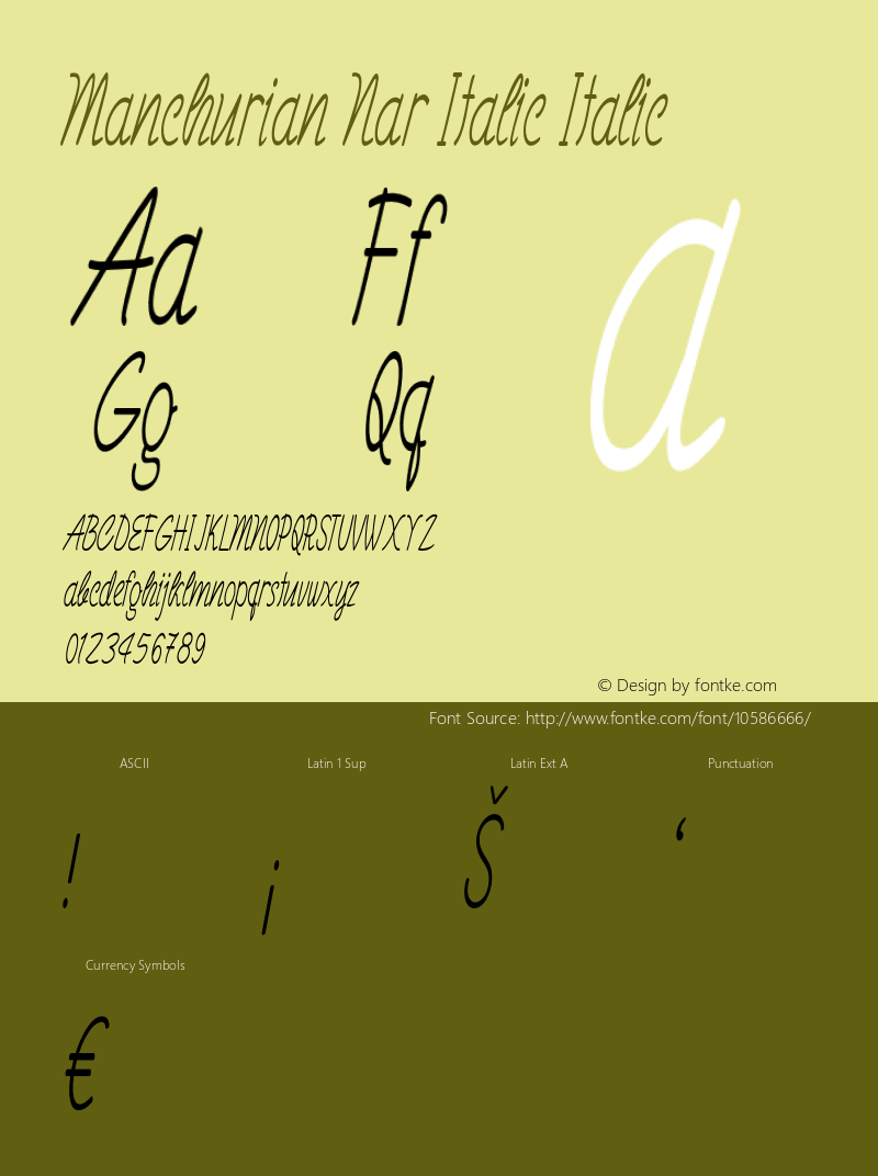 Manchurian Nar Italic Italic Version 1.000图片样张