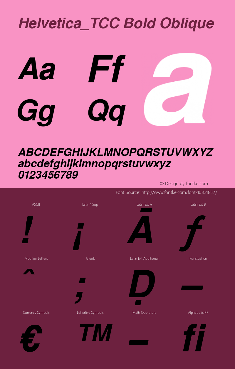 Helvetica_TCC Bold Oblique Version 1.0; 1994; initial release图片样张