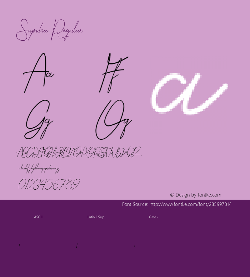 Saputra Version 1.00;February 13, 2019;FontCreator 11.5.0.2427 64-bit图片样张