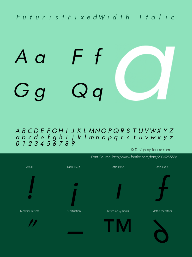 FuturistFixedWidth Italic Altsys Fontographer 3.5  7/10/96图片样张